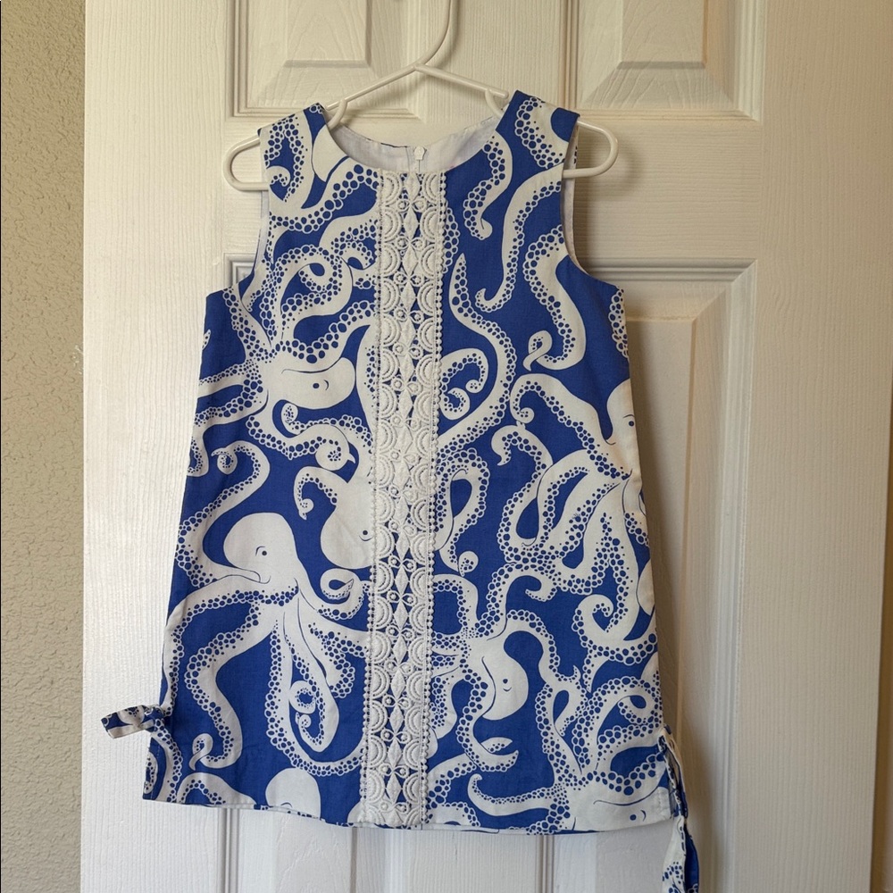 Lilly Pulitzer White and Blue Dress Girls size 4